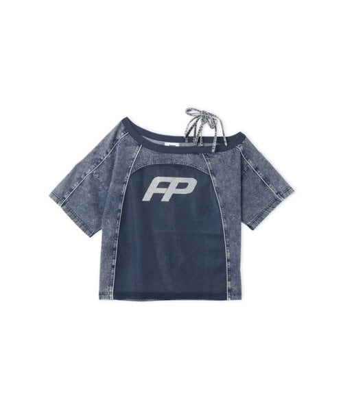 atmos pink Mesh Docking T-shirt BLUE