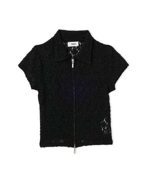 atmos pink Lace Zip-up Shirt BLACK - ブラック