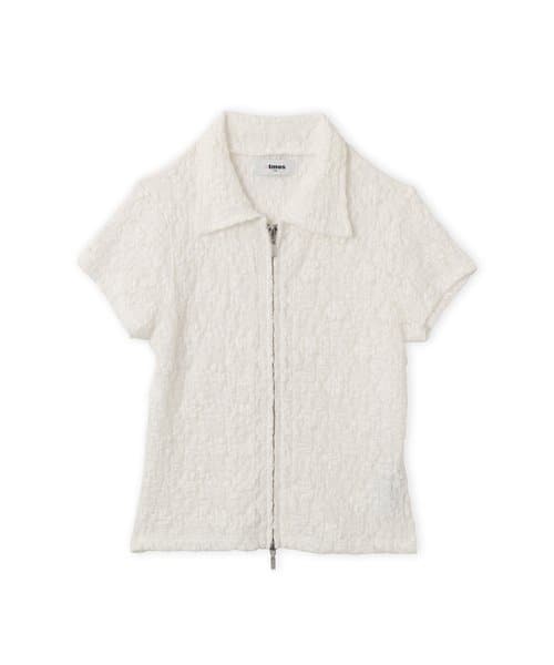 atmos pink Lace Zip-up Shirt WHITE - ホワイト