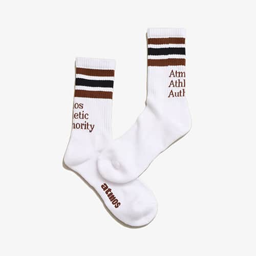 atmos COLOR LINE AAA SOCKS WHTE/BROWN 24SP-I