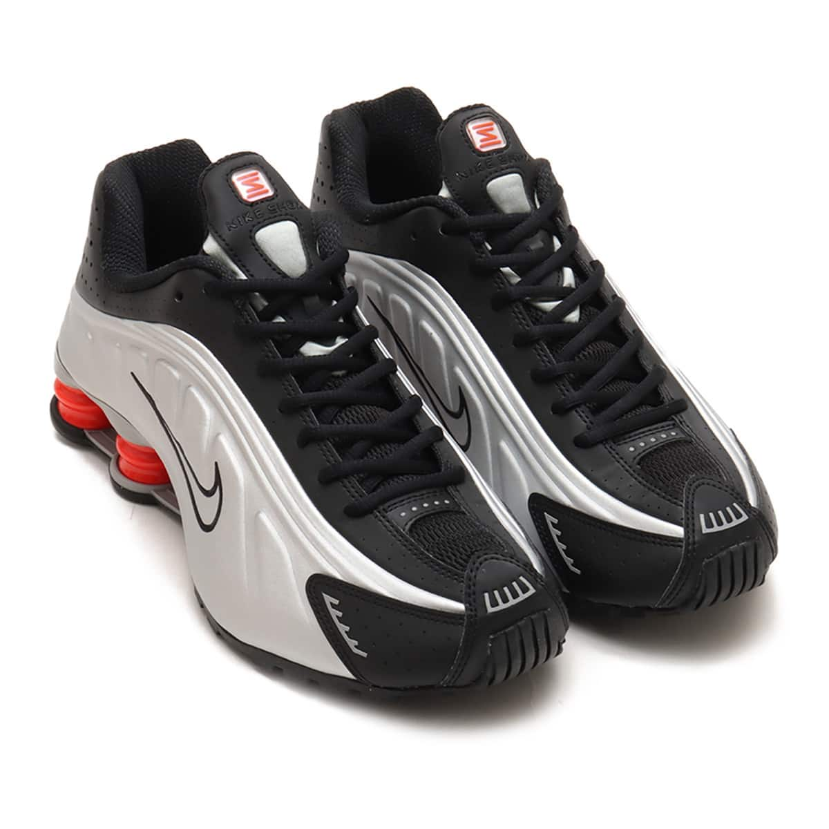 NIKE SHOX R4  BLACK/METALLIC SILVER-MAX ORANGE