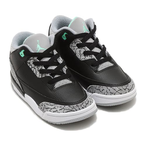 JORDAN BRAND AIR JORDAN 3 RETRO BLACK/GREEN GLOW-WOLF GREY-WHITE