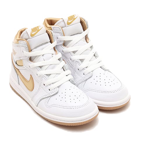 JORDAN BRAND WMNS AIR JORDAN 1 RETRO HI OG WHITE/METALLIC GOLD-GUM ...