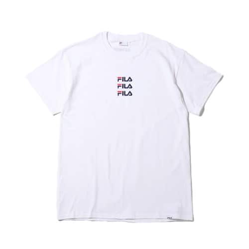 FILA x atmos Triple LOGO embroidery T-Shirt  WHITE