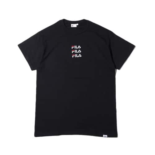 FILA x atmos Triple LOGO embroidery T-Shirt  BLACK