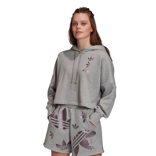adidas LRG LOGO CROP HOODIE MIDIUM GRAY HEATHER/TRUE PINK 20SS-I