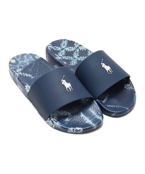 POLO RALPH LAUREN POLO SLIDE SANDAL INDIGO SHIBORI PATCHWORK