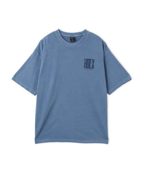HDEX Crack Printed Pigment Short Sleeve Pigment Ash Blue エイチデックス クラック プリンテッド ピグメント ショート スリーブ ブルー
