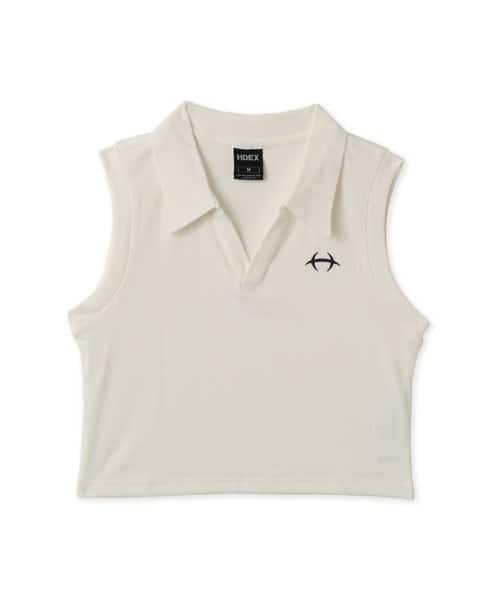 HDEX Womens Open Pique Crop Sleeveless White