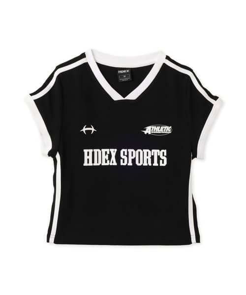 HDEX Womens Sporty Ringer V-Neck Short Sleeve Black