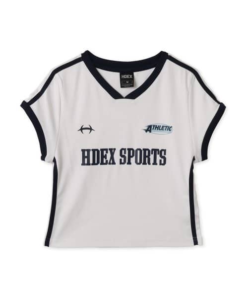 HDEX Womens Sporty Ringer V-Neck Short Sleeve White エイチデックス ウィメンズ スポーティ リンガー V ネック ショート スリーブ ホワイト