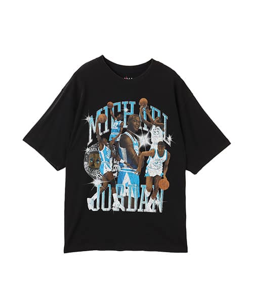 JORDAN BRAND M J FLT ESS OVS GFX SS CRW BLACK/DK POWDER BLUE