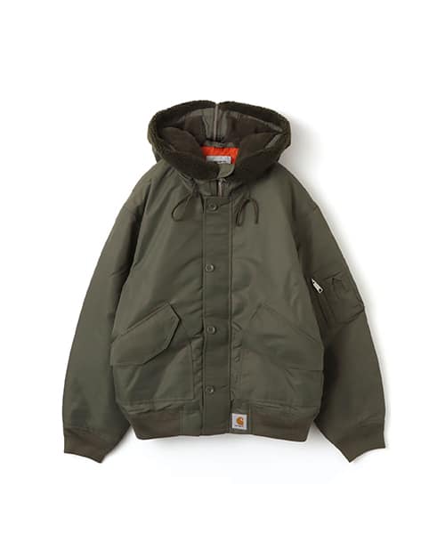 CARHARTT HOODED OLTERA BOMBER Cypress / Persimmon - カーキ