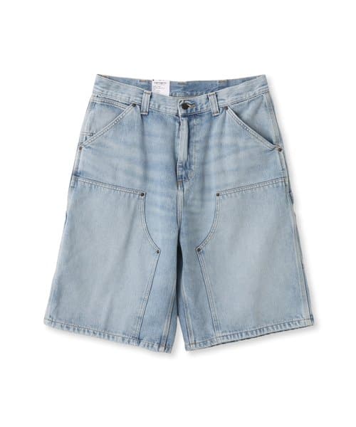 CARHARTT OG DOUBLE KNEE SHORT Blue heavy worn bleached - ブルー
