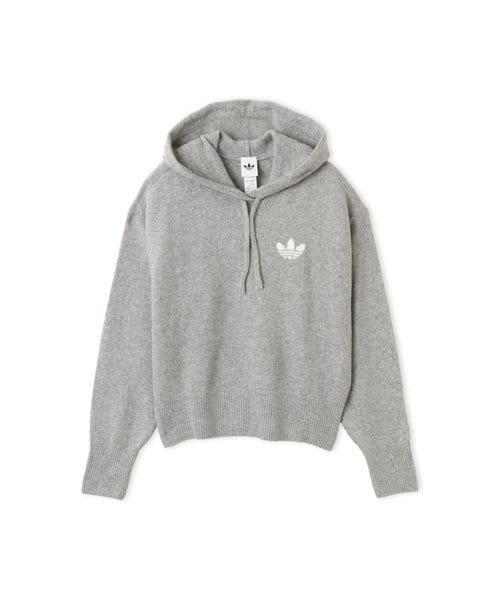 adidas ESSENTIALS KNIT HOODIE ミディアムグレーヘザー - グレー