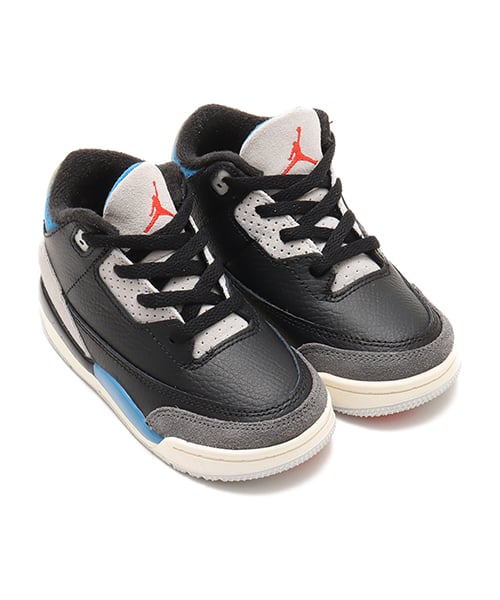 JORDAN BRAND JORDAN 3 RETRO OG (TD) BLACK/CHILE RED-NEUTRAL GREY