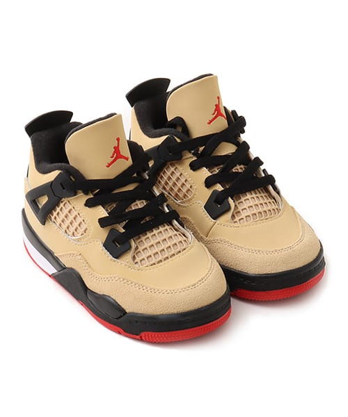 JORDAN BRAND JORDAN 4 RETRO (TD) SESAME/FIRE RED-BLACK-WHITE - ベージュ