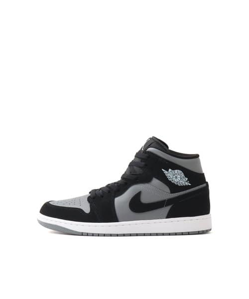 JORDAN BRAND AIR JORDAN 1 MID BLACK/BLACK-COOL GREY-LT ARMORY BLUE - ブラック
