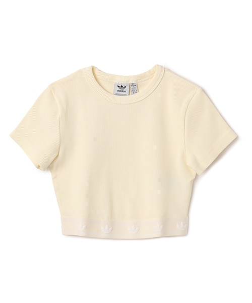 adidas RIB SHORT SLEEVE TOP クリームホワイト