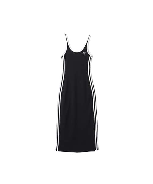adidas 3 STRIPES TANK DRESS MAXI ブラック/ホワイト