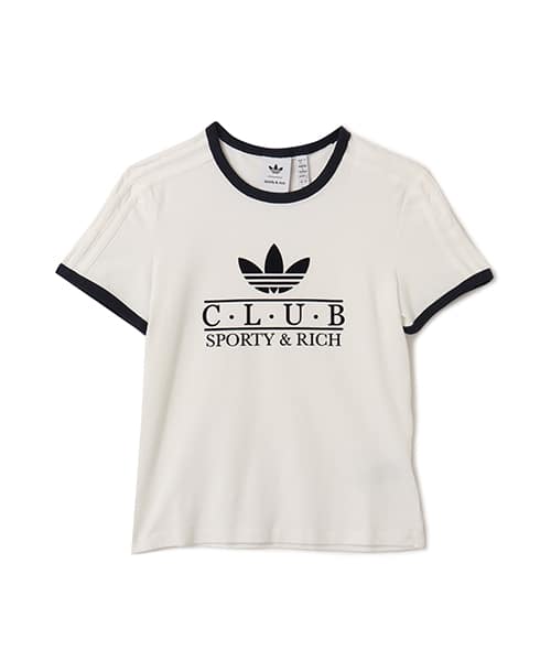 adidas SPORTY & RICH T-SHIRT コアホワイト/ナイトネイビー