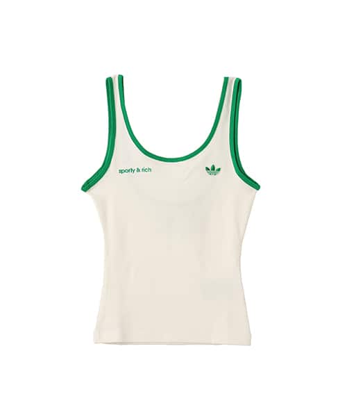 adidas SPORTY & RICH TANK TOP オフホワイト/グリーン