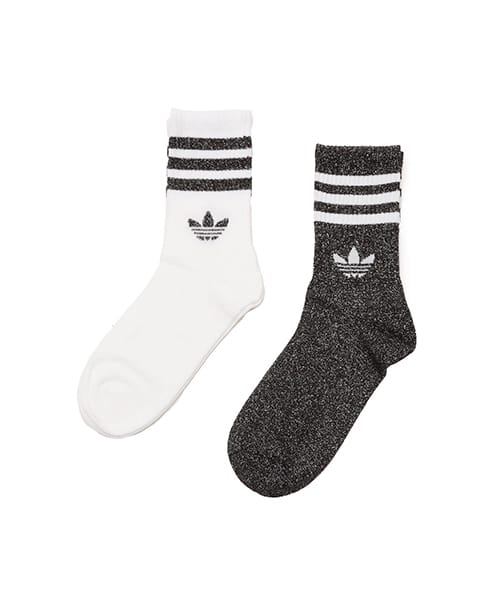 adidas 3 STRIPES GLITTER CREW SOCKS 2 PAIRS