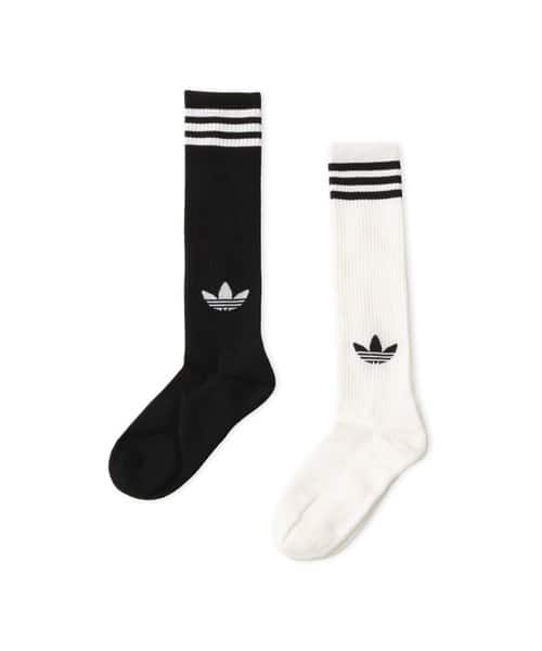 adidas 3 STRIPES KNEE SOCKS 2 PAIRS ホワイト/ブラック - ホワイト