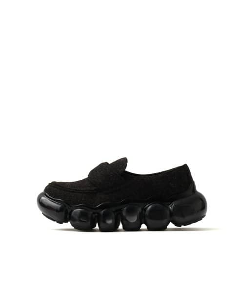 grounds JEWELRY FELT LOAFER BLACK - ブラック