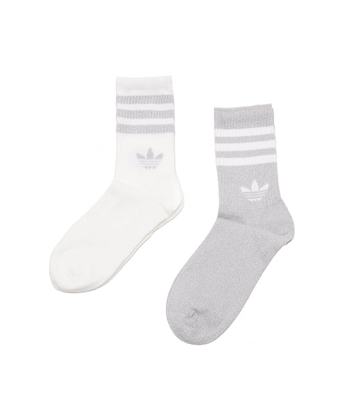 adidas 3 STRIPES GLITTER CREW SOCKS 2 PAIRS