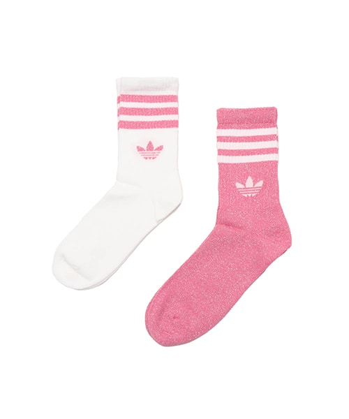 adidas 3 STRIPES GLITTER CREW SOCKS 2 PAIRS