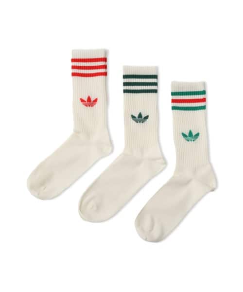 adidas 3 STRIPES HIGH CREW SOCKS 3 PAIRS オフホワイト/オフホワイト/オフホワイト - ホワイト