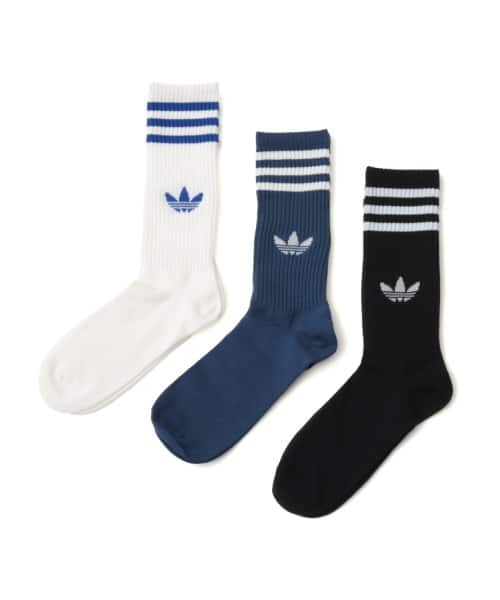 adidas 3 STRIPES HIGH CREW SOCKS 3 PAIRS ホワイト/ナイトマリン/ブラック - ホワイト