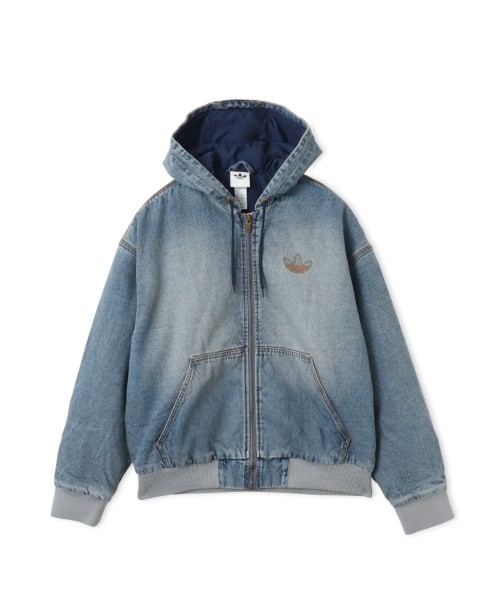 adidas DENIM PADDED JACKET インディゴデニム - インディゴ