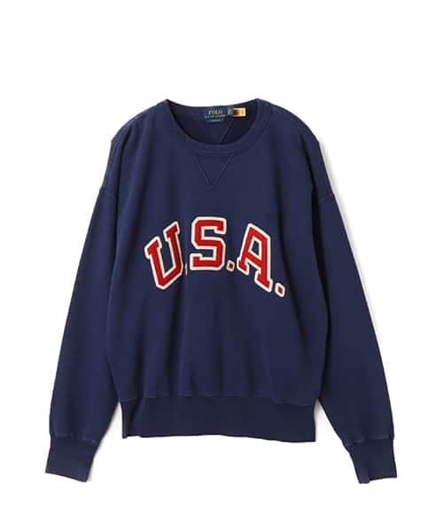 POLO RALPH LAUREN VINTAGE FIT GARMENT DYE NOVELTY USA CREW NECK SWEAT