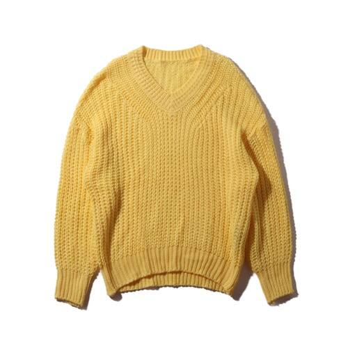 atmos pink Vネック ニット YELLOW