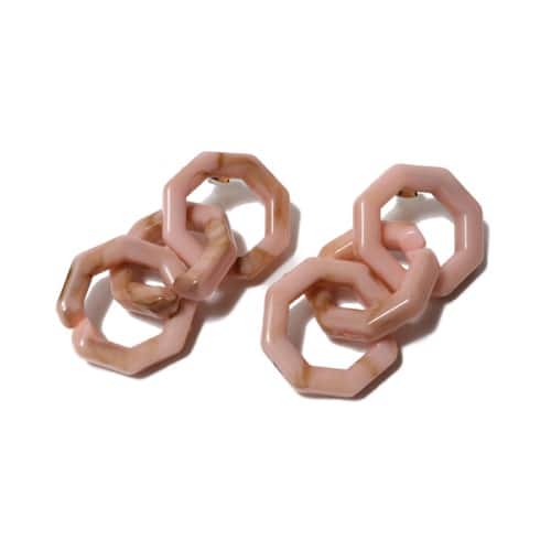atmos pink オクタゴン マーブル 3連 ピアス TX PINK