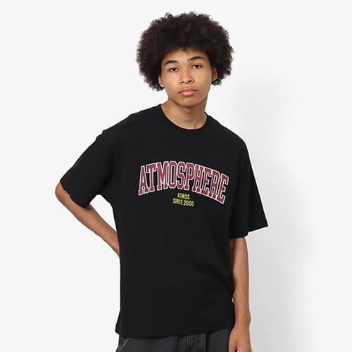 atmos Vintage college logo T-Shirts BLACK 23FA-I