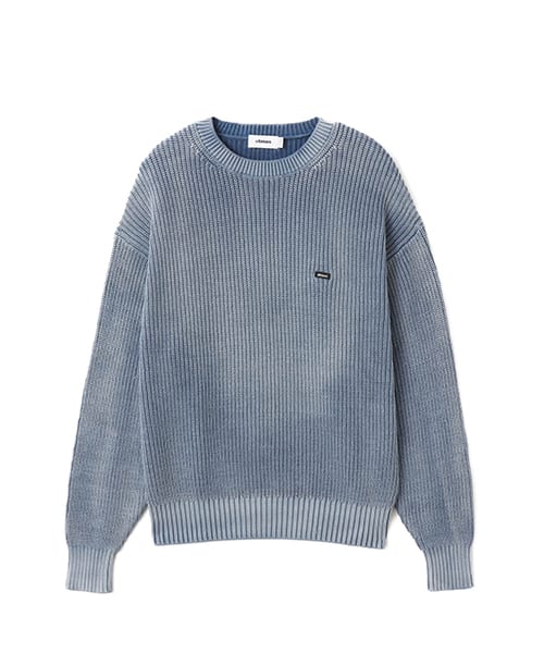 atmos Small Logo Patch Knit Sweater BLUE - ブルー
