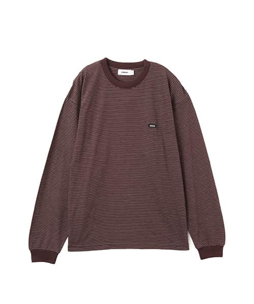 atmos Merino Wool Knit Border LS T-Shirt BROWN - ブラウン