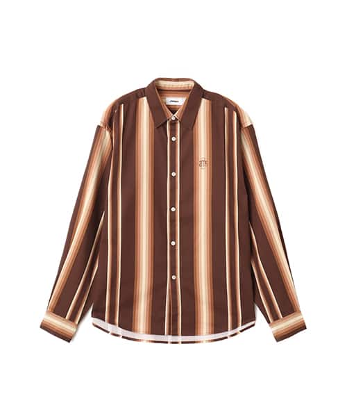 atmos Flannel Stripe Shirt BROWN - ブラウン