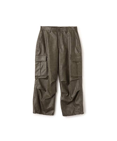 atmos Faux Leather Cargo Pants KHAKI
