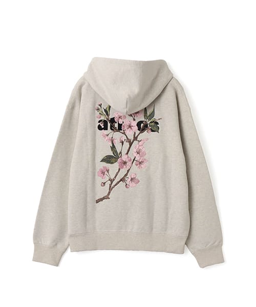 atmos Sakura Motif Zip-up Hooded Sweatshirt GRAY