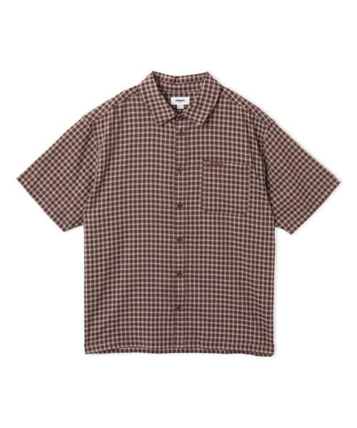 atmos Cotton Dobby Check Shirt BROWN アトモス コットン ドビー チェック シャツ ブラウン