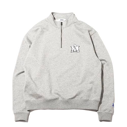 atmos AM LOGO HALF ZIP SWEAT GREY 22FA-I アトモス AM ロゴ