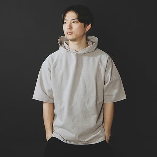atmos CHEMICAL WASH HALF SLEEVE HOODIE BEIGE 21SP-I