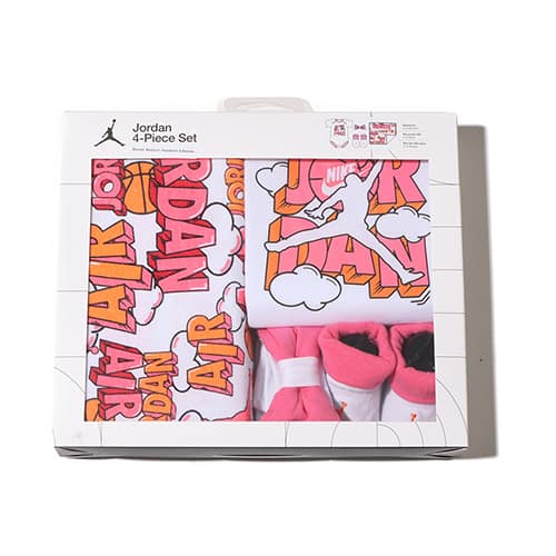 JORDAN BABY SET 4P HEADBAND / BODYSUITBOOTIEBLANKET4P WHITE/PINK 23SU-I