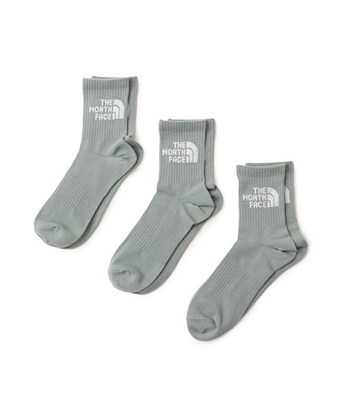 THE NORTH FACE TNF Jacquard Logo 3P Crew メルドグレーxTNFホワイト ザ・ノース・フェイス TNF ジャカード ロゴ 3P クルー マルチ