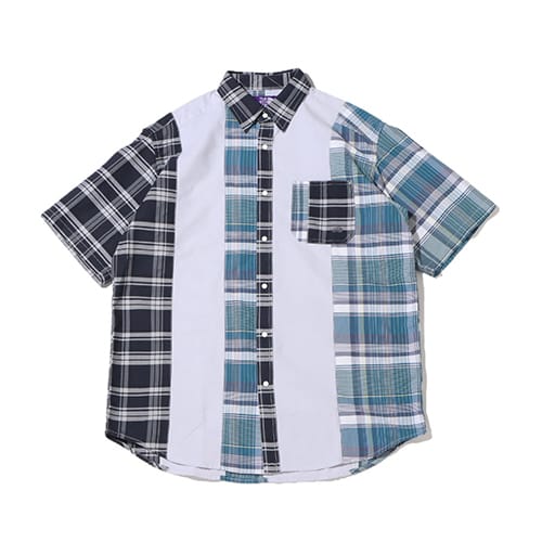 THE NORTH FACE PURPLE LABEL Patchwork H/S Shirt BLUE 22SS-I