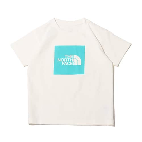 THE NORTH FACE S/S Colored Square Logo Tee ホワイト×ガイザーアクア